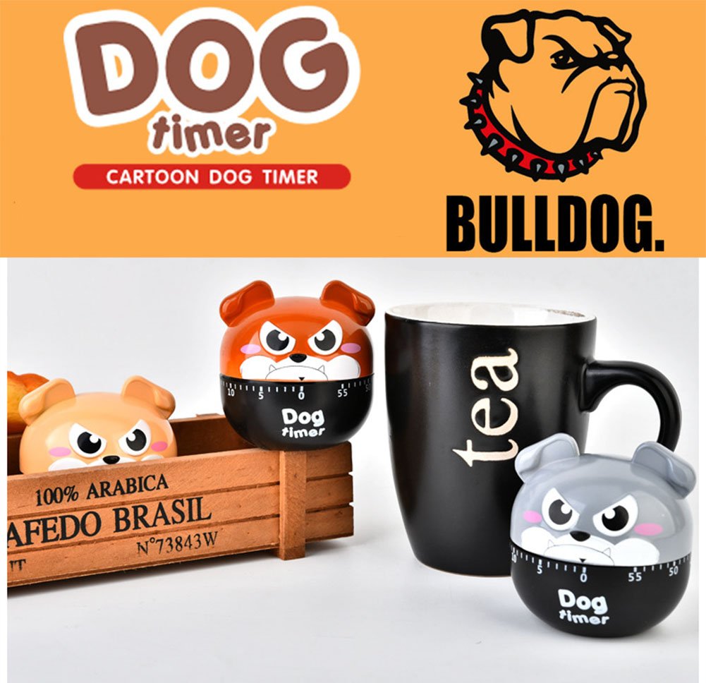 **60-Minute Cute Cartoon Dog Mechanical Kitchen Timer - Loud Alarm, Manual Wind-Up, Mini Cooking Clock for Baking, Boiling Eggs & Classroom Activities (Khaki)**