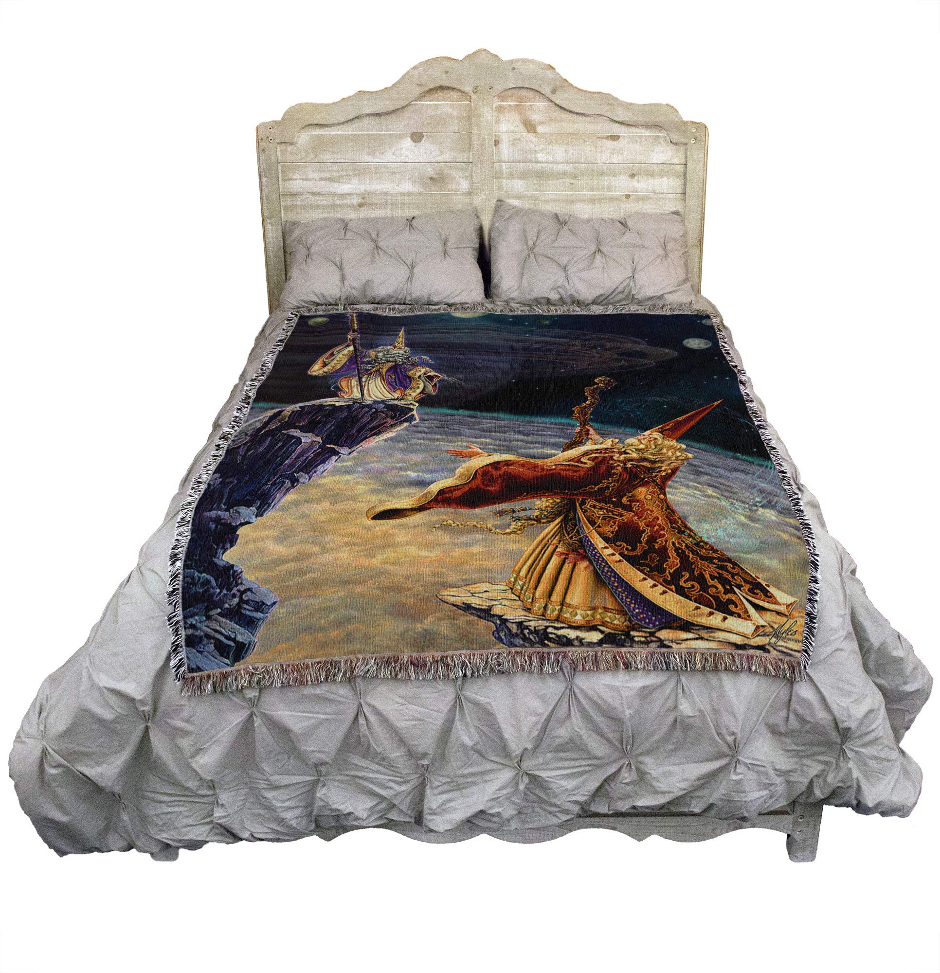 Pure Country Weavers Sorcery Wizard Cotton Blanket by Myles Pinkney - Fantasy Tapestry Throw 72x54 Inches - Handwoven in USA - Perfect for Harry Potter Themed Rooms, Dorm Decor, and Cozy Movie Nights
