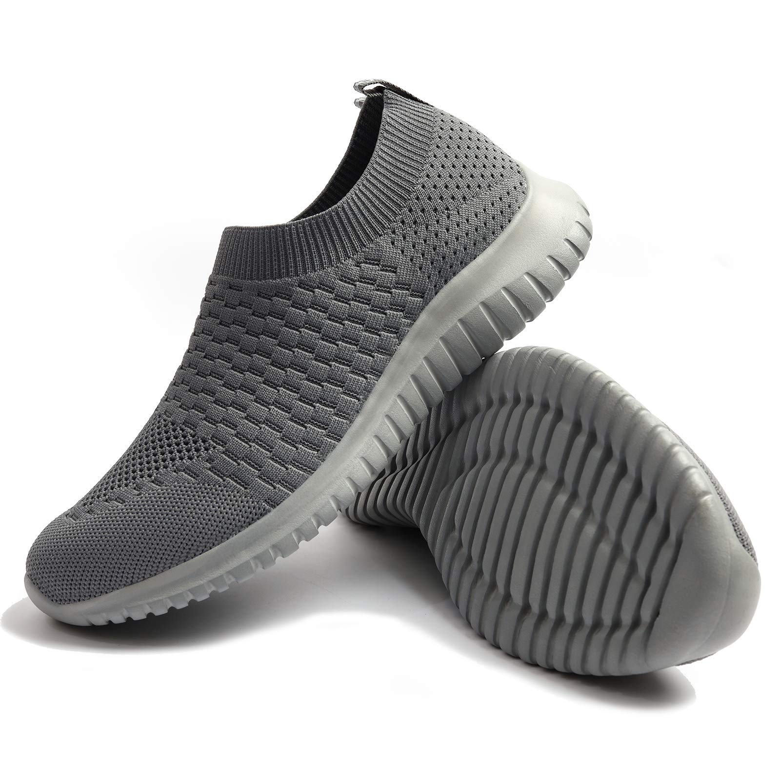 TIOSEBON Men's Slip-On Walking Shoes - Breathable Knit Mesh Tennis Sneakers for Men - Comfortable Casual Shoes for Walking, Running & Daily Wear
