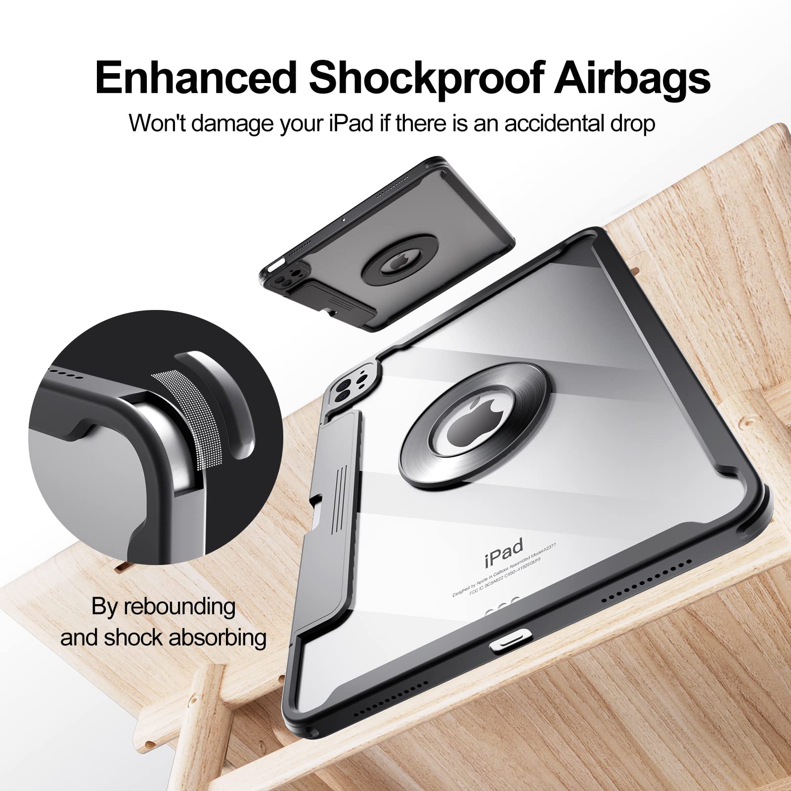 Premium iPad Pro 11 Case (2021/2020/2018) with Pencil Holder & Detachable Smart Folio - Clear Back Cover & Strong Magnetic Closure - Perfect for Work, Travel & Study