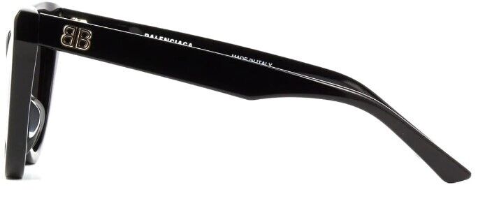 Balenciaga BB0217S 001 Black/Grey Cat Eye Sunglasses for Women - Fashionable Full Rim Shades for Outdoor, Beach & Driving