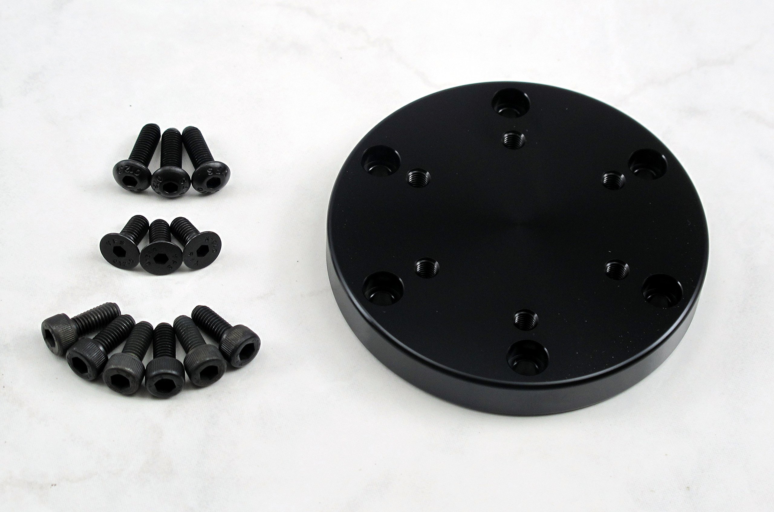 Crowder's Black 6 Hole to 3 Hole Steering Wheel Hub Adapter - 70mm PCD to 48mm/50.8mm PCD - Compatible with Most Karting & Formula Racing Cars - Perfect for Steering Wheel Upgrades and Custom Installations