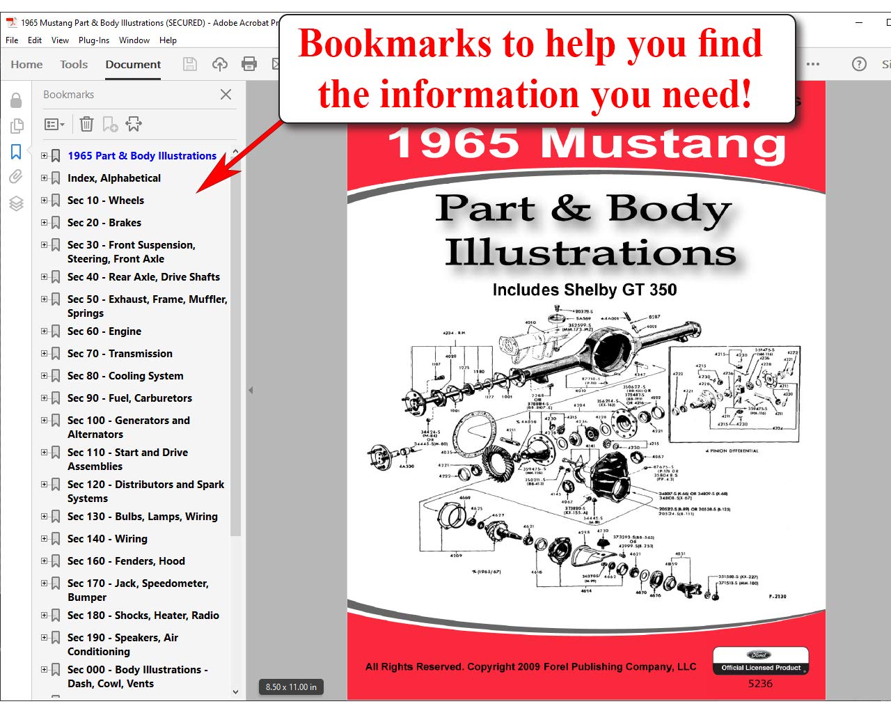 1965 Ford Mustang Restoration Parts & Body Diagrams - Digital Download (USB) - Perfect for Classic Car Restoration Projects & DIY Enthusiasts