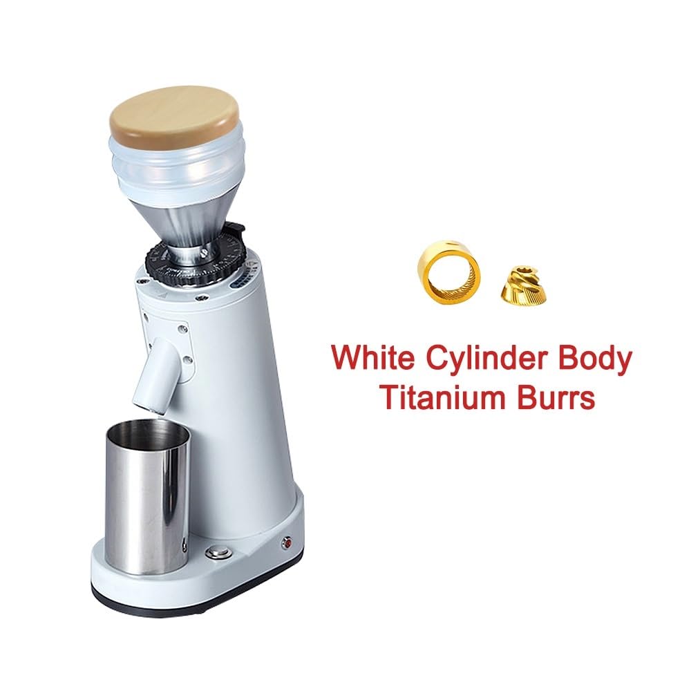 Premium Titanium Electric Coffee Grinder with Metal Burr & Grain Hopper - Compact Espresso Grinder for Home & Cafe, 110-220V Dual Voltage (WA Cylinder TT Burr, CN/US 220V-240V) - Perfect for Fresh Coffee Beans, Espresso Machines & Barista Use