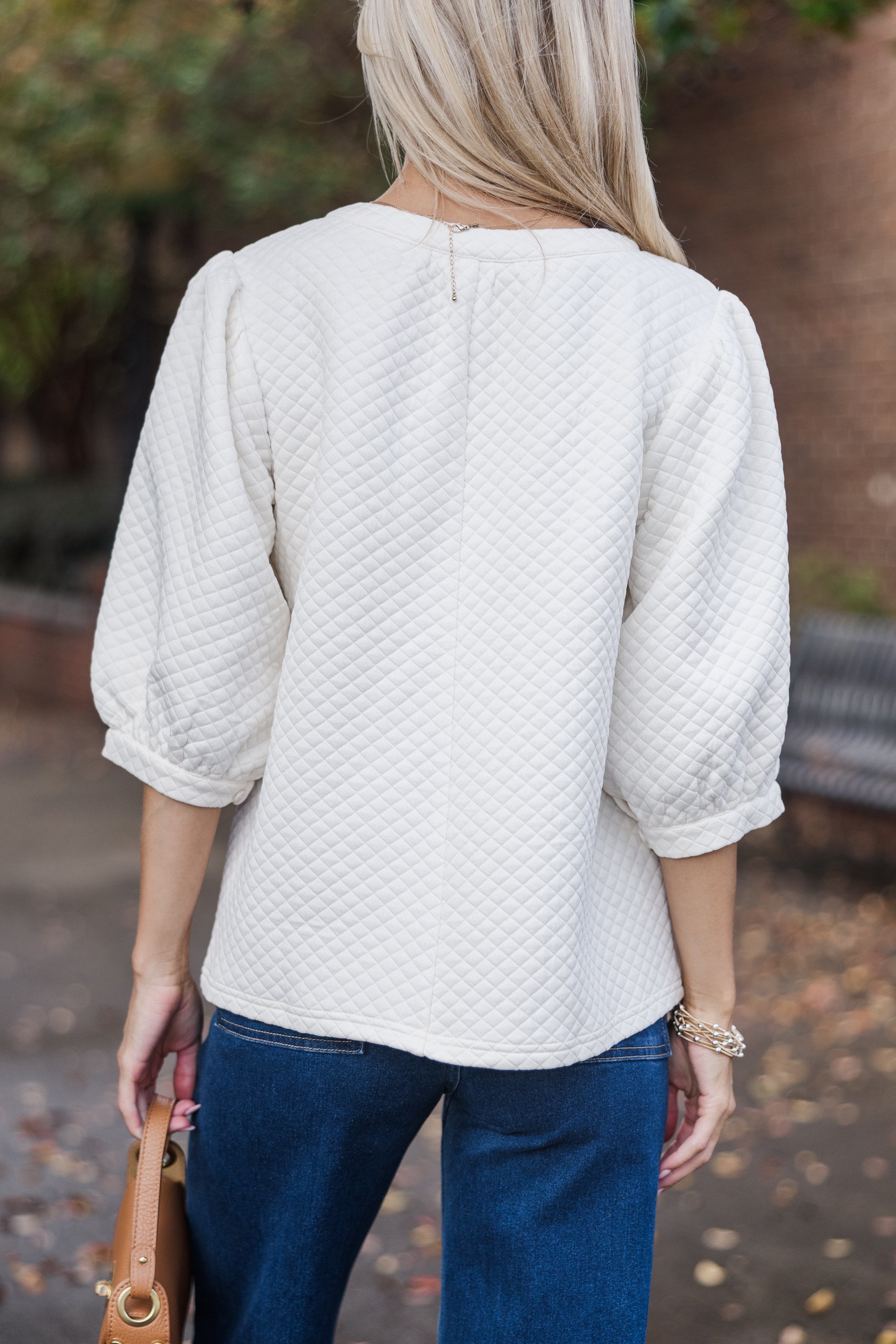Free To Be Cream Textured Blouse - Women's Elegant Casual Top for Work & Date Night Outfits