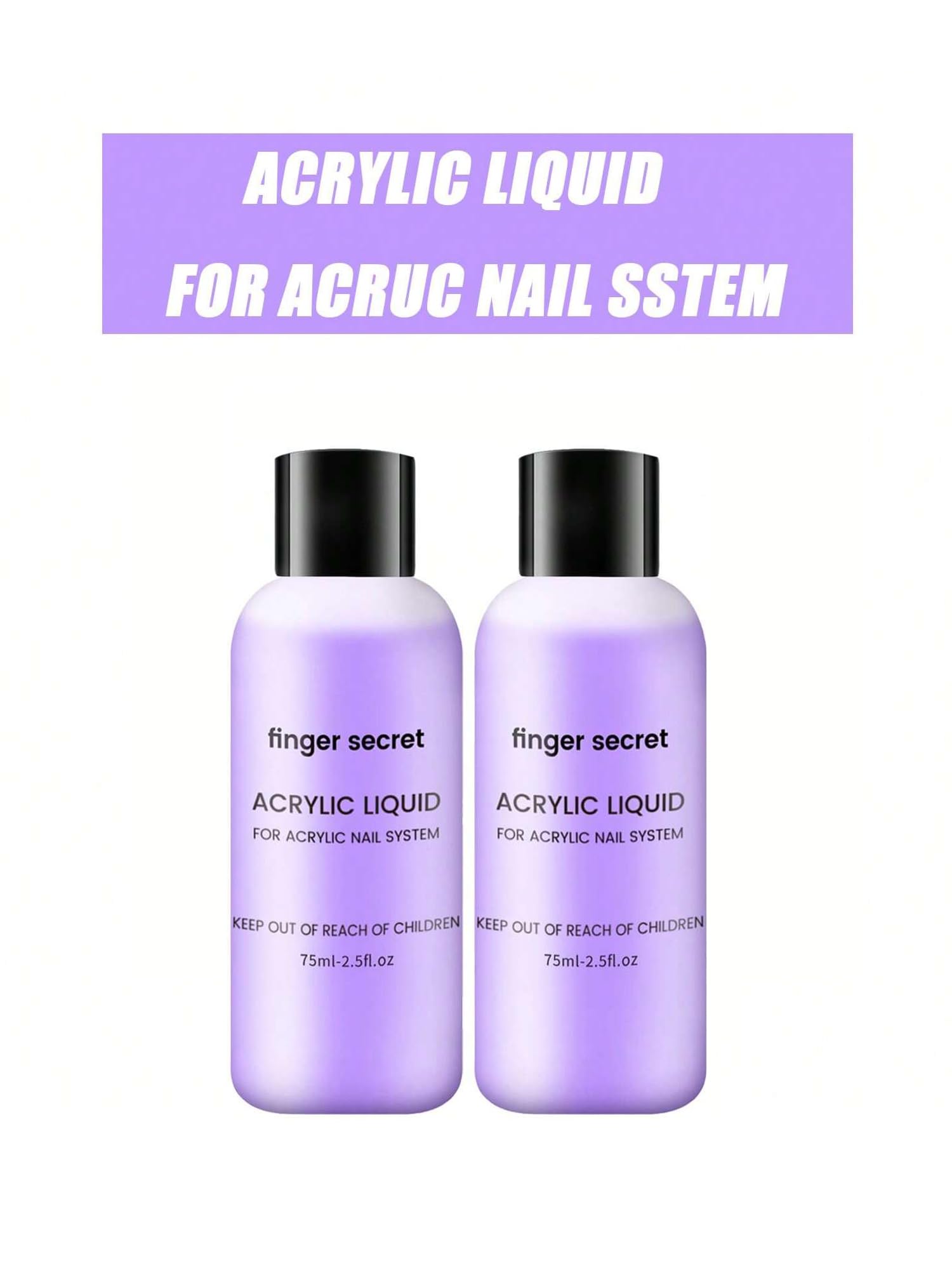 2PCS 75ml Professional Acrylic Nail Liquid Monomer for Nail Extensions - Fast Drying Acrylic Liquid for DIY Nail Art, Manicure & Acrylic Powder Nails - Perfect for Salon, Home Use & Nail Art Enthusiasts