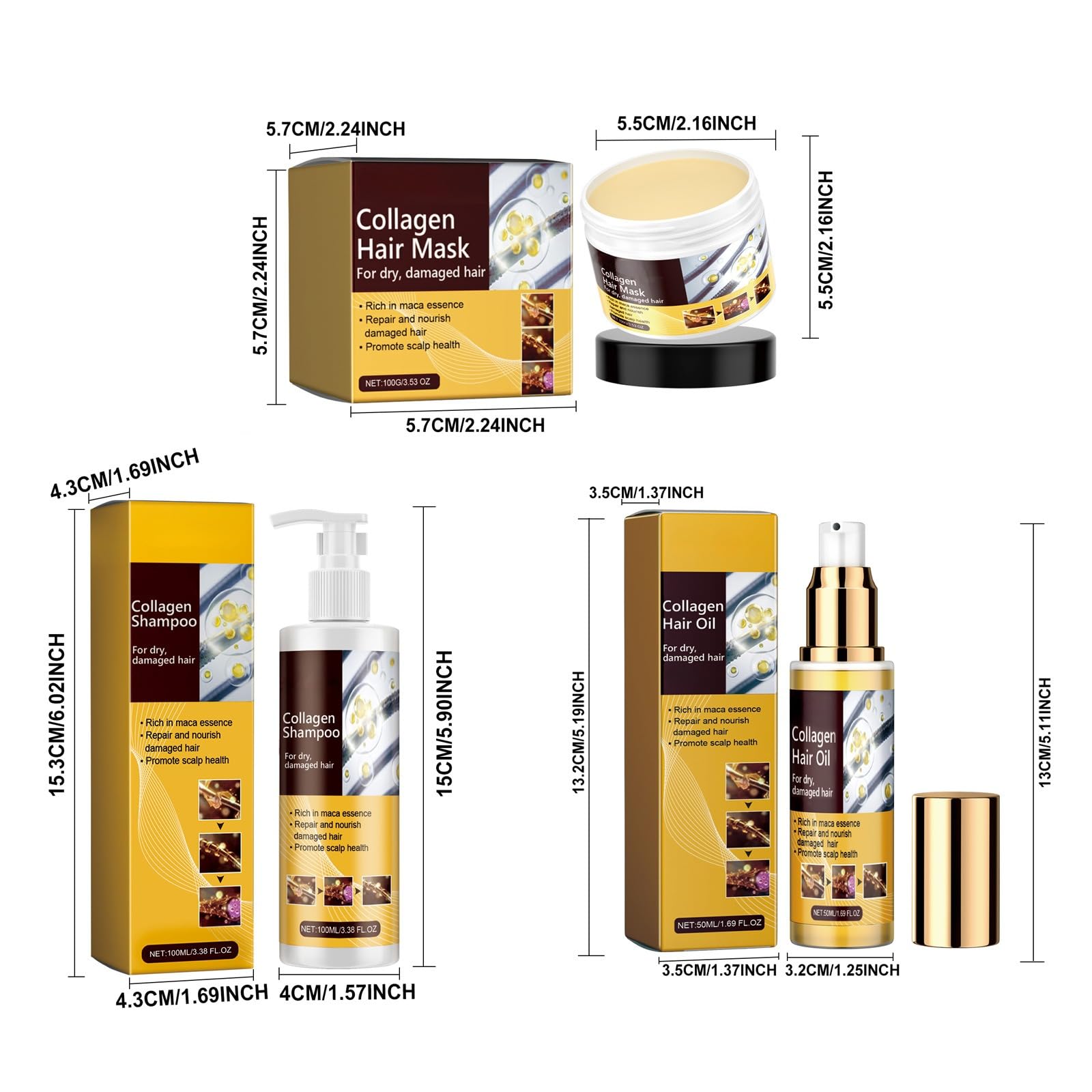 Collagen Hair Mask & Repair Set with Shampoo & Argan Oil Treatment - Deep Conditioning for Dry, Damaged Hair - All Hair Types - Perfect for Salon-Quality Treatment at Home