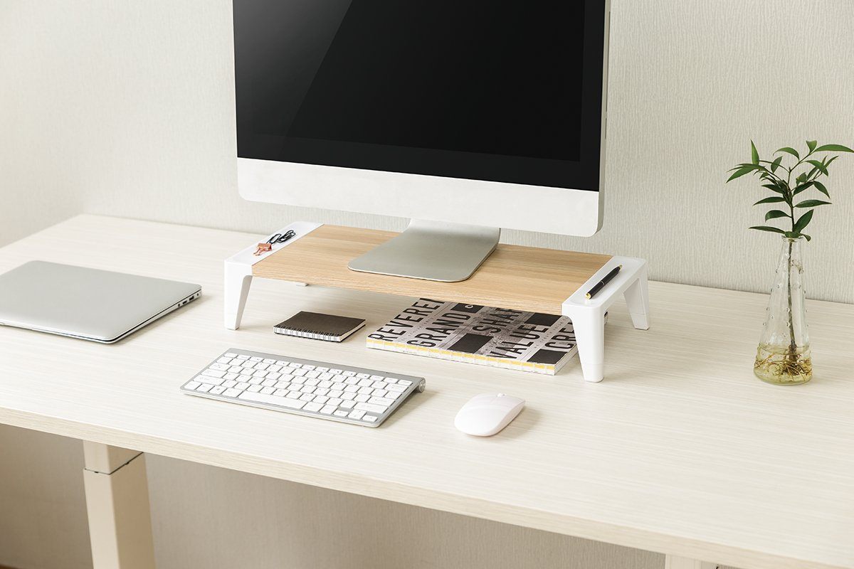 JasonL Monitor Stand - White Birch Wooden Riser for Computer Screen, Laptop & Desk Organization - Perfect for Home Office, Gaming Setup & Workspace Ergonomics