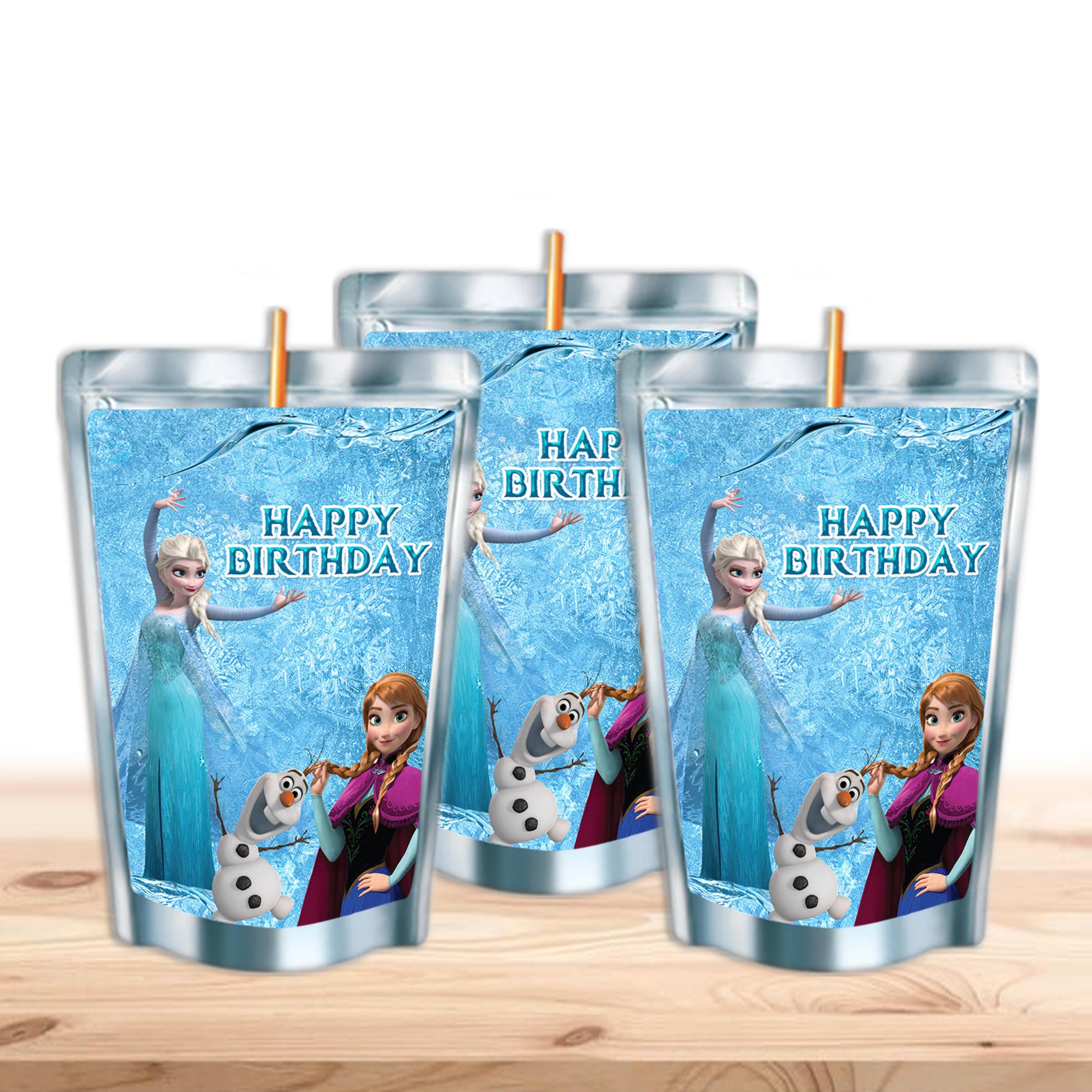 Freeze & Waterproof Juice Pouch Labels - 12-Pack for Most Brands | Perfect for Birthday Parties, School Lunches & Summer Camp (Elsa Frozen Theme)