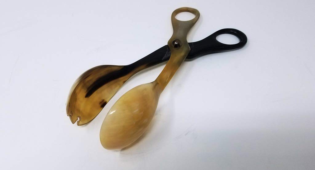 Handcrafted Natural Horn Salad Servers - Ergonomic Scissors-Shaped Buffet Tongs for Party Catering, Cake, Bread & Kitchen Serving | Durable & Stylish for Weddings, BBQs & Dinner Parties