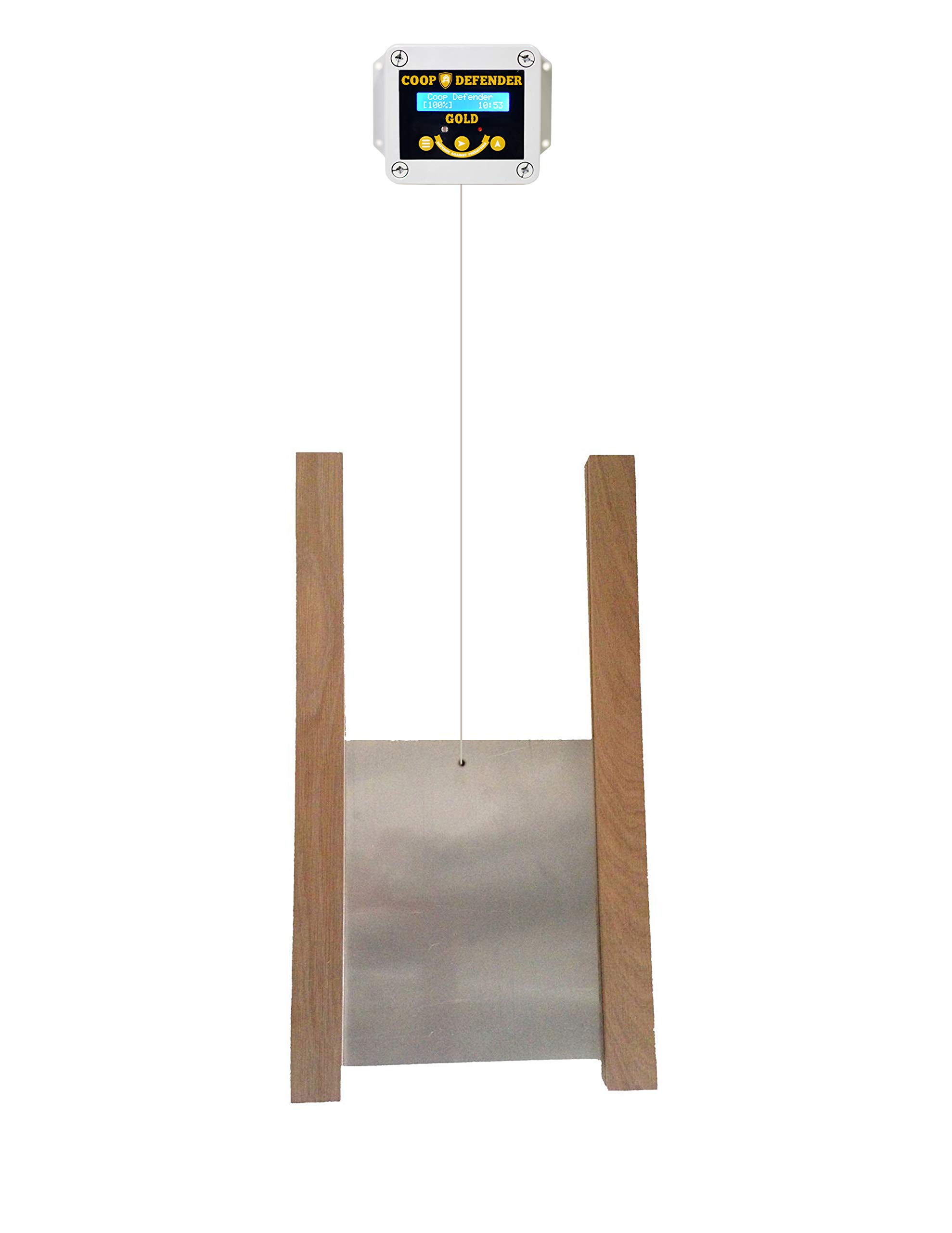 Automatic Chicken Coop Door Opener Kit with Timer & Light Sensor - Waterproof Vertical Hen House Pop Hole Door for Indoor/Outdoor Use (Oak Wood) | Perfect for Poultry Farming, Backyard Chicken Coops & DIY Pet Enclosures