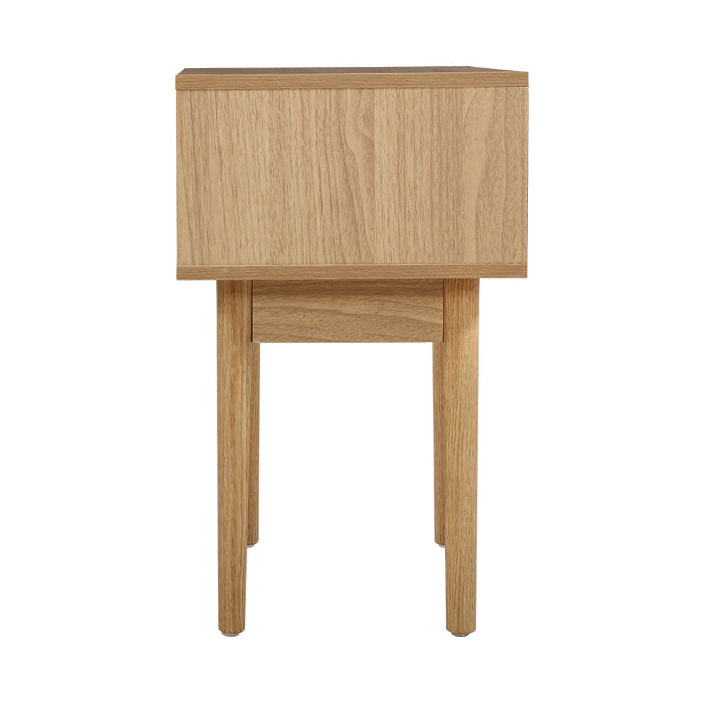 1 Drawer Rattan Wood Nightstand - Compact Bedside Table with Storage Cabinet | Perfect for Small Spaces, Bedrooms & Apartments