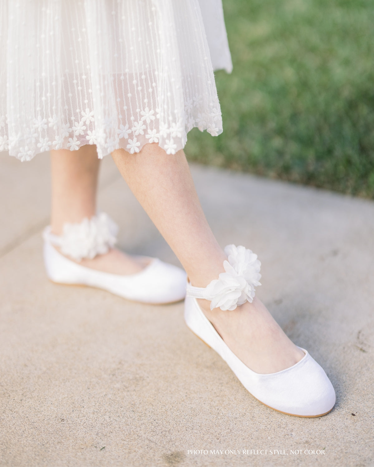 Elegant Satin Ballet Flats with Chiffon Flower Ankle Strap - Women's Comfortable Dress Shoes for Wedding, Party & Special Occasions