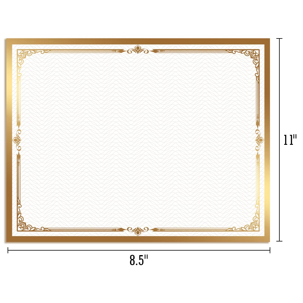 Premium Gold Foil Certificate Paper - 50 Blank Award Sheets for Diplomas, Recognition & Participation Awards - Laser & Inkjet Printer Friendly - 8.5x11 Inches - Perfect for School Ceremonies, Corporate Events & Graduation Awards