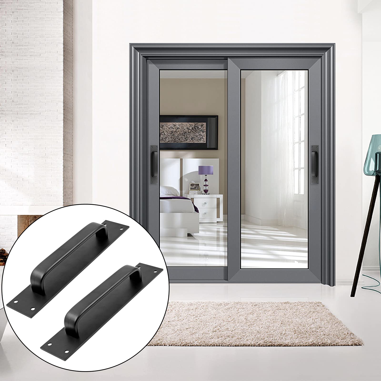 2 Pack Black Aluminum Alloy Sliding Barn Door Handles - 7.9 Inch Rust-Resistant Cabinet & Drawer Pulls for Barn Doors, Gates, Closets, Garage & Shed (Perfect for Farmhouse, Industrial & Rustic Home Decor)