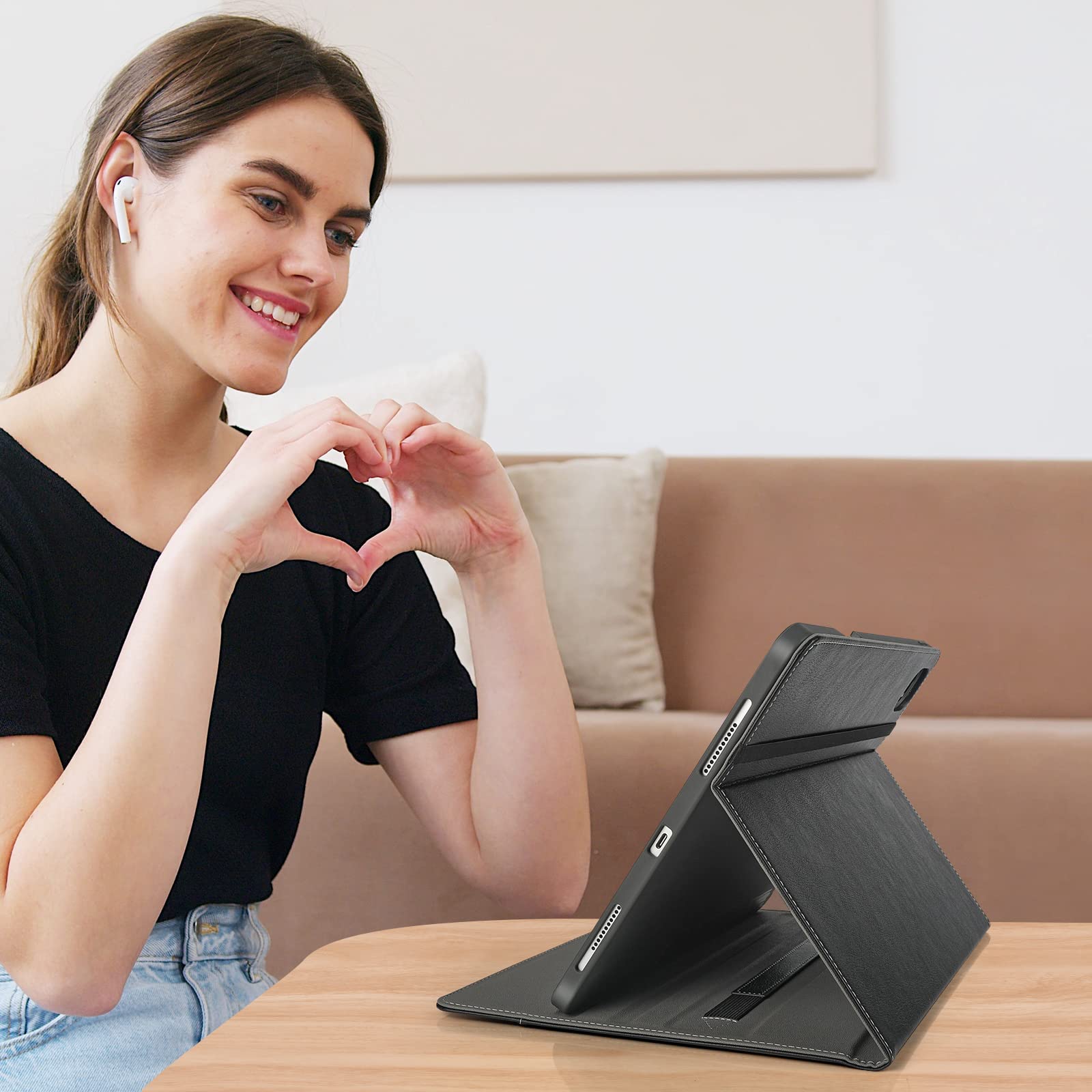 Premium iPad Pro 11 Case for 4th/3rd/2nd/1st Gen (2022-2020) - Slim Folio Cover with Apple Pencil Holder, Auto Sleep/Wake & Multi-Angle Stand - Perfect for Work, Travel & Home Use - Black