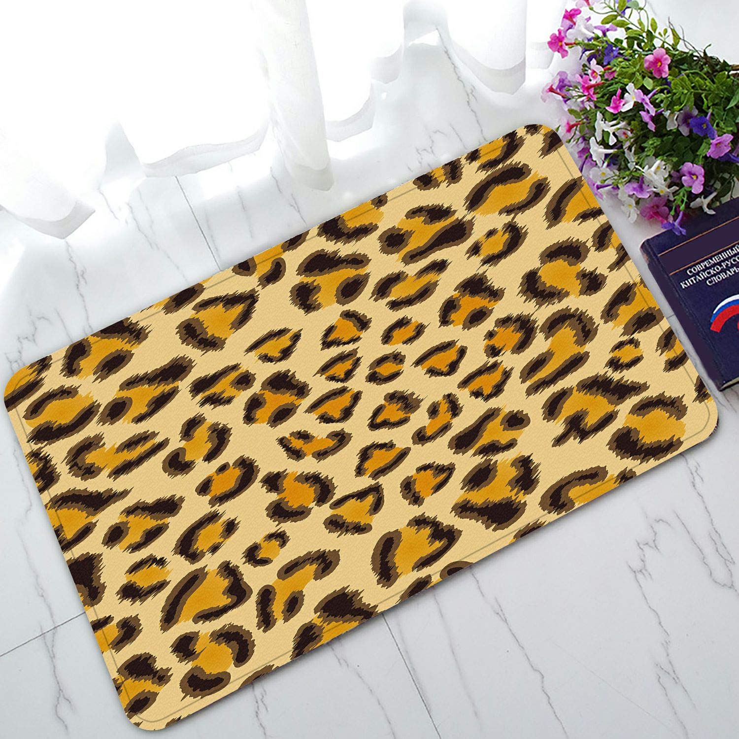 ABPHQTO Leopard Print Doormat - Non-Slip Entrance Rug, 23.5x16.7 Inch Indoor/Outdoor Floor Mat for Home Decor - Perfect for Front Door, Patio, Mudroom & Entryway