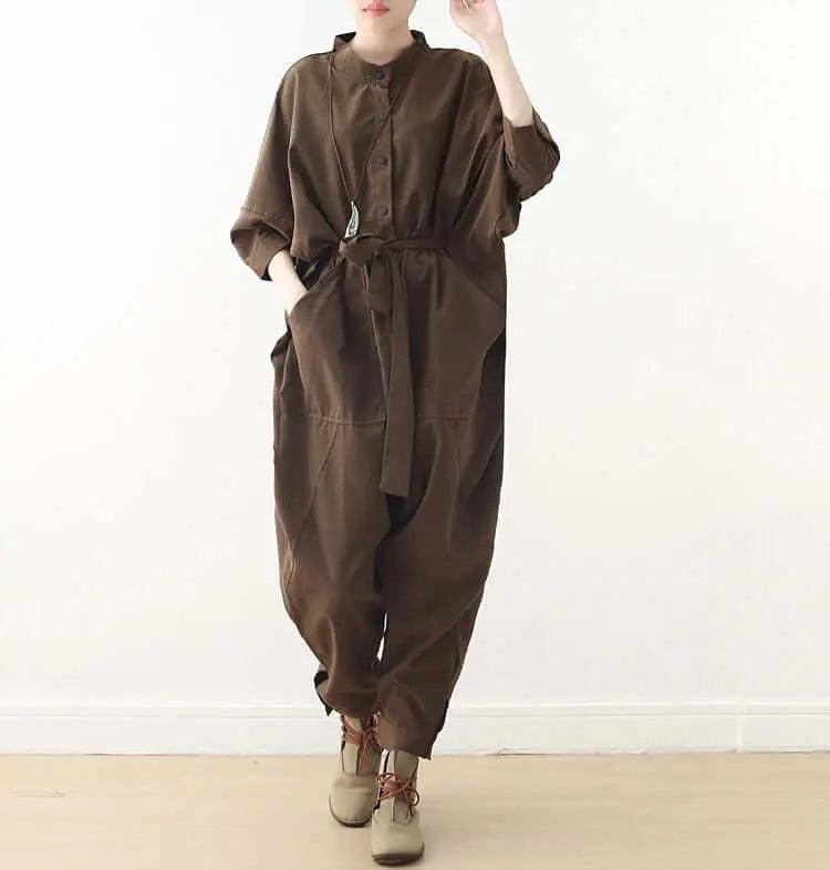 Stylish Women's Wrap Jumpsuit with 3/4 Sleeves & Drop Crotch - Trendy Casual Outfit for Parties, Dates & Summer Vacations
