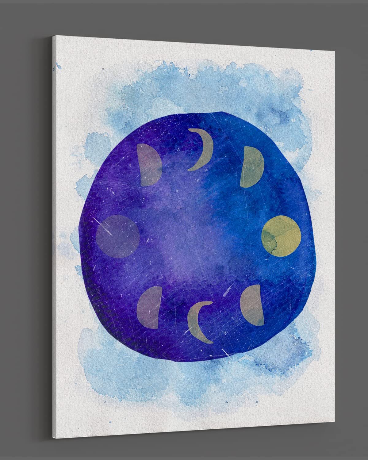 Abstract Moon Art Canvas - Bohemian Wall Decor - Minimalist Boho Moon Phase Painting - Ready to Hang 24x30 Inch - Perfect for Bedroom, Living Room, Apartment & Dorm - Moon Phases Wall Art for Meditation Spaces & Yoga Studios