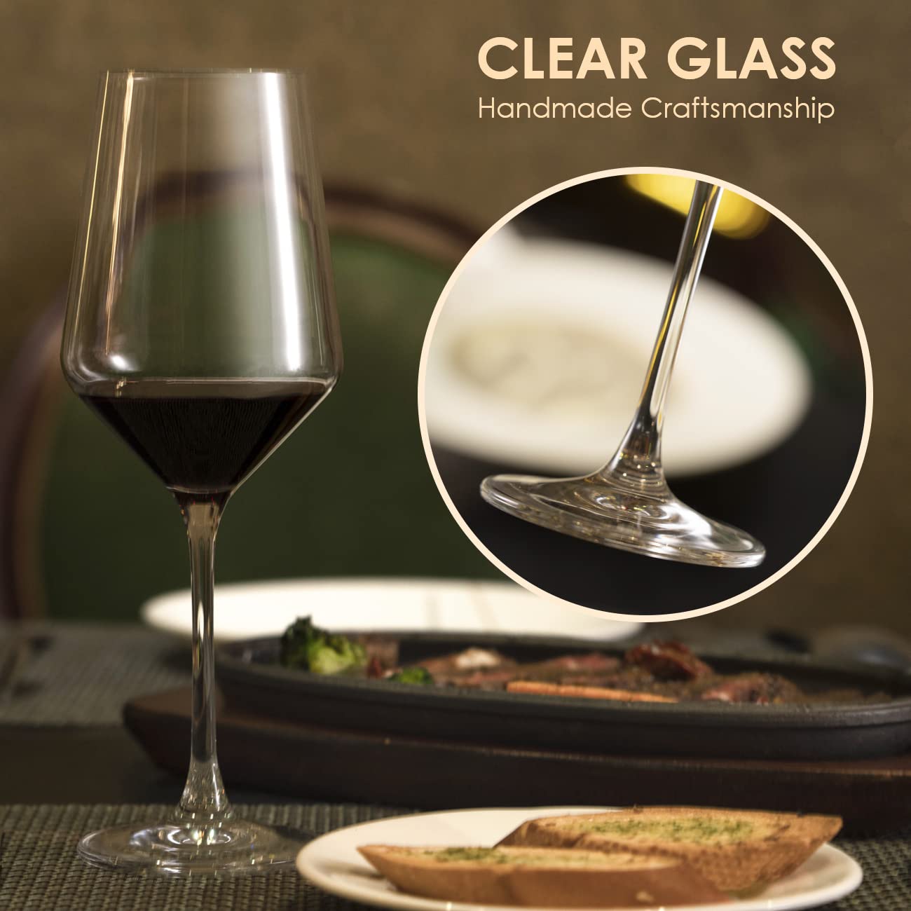 Premium 14oz Hand Blown Crystal Wine Glasses Set of 6 - Elegant Long Stem Red & White Wine Glasses with Gift Box - Perfect for Dinner Parties, Weddings & Romantic Date Nights