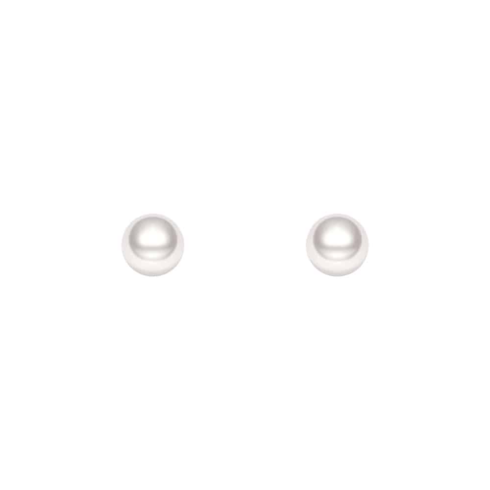 6mm Solitaire Freshwater Cultured Pearl Stud Earrings for Women - Classic Round White Pearl Earrings for Wedding, Anniversary & Everyday Elegance