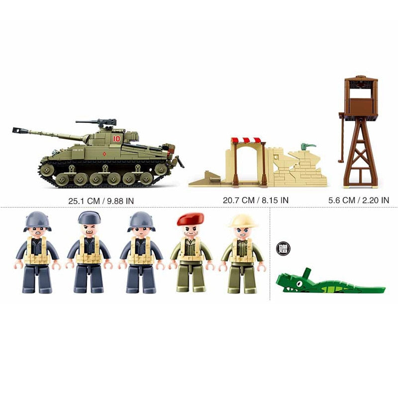 SLUBAN WWII North African Campaign Battle of El Alamein Military Building Blocks Set - Perfect for History Enthusiasts & War Strategy Game Lovers