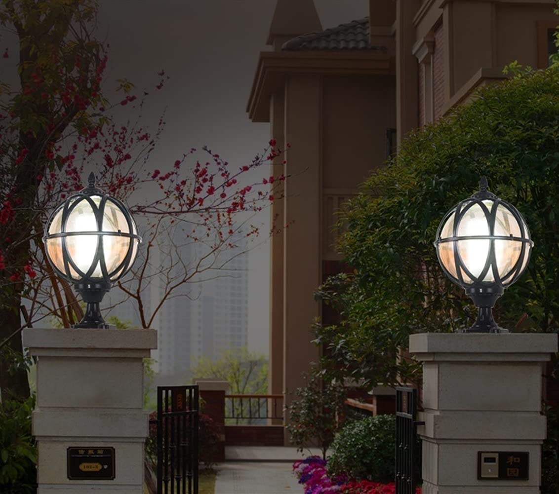 Waterproof Outdoor Column Light Fixture - Landscape Pole Lantern for Garden, Yard, Pathway | Durable Rainproof Exterior Lighting for Patio, Driveway & Pool Area Decor