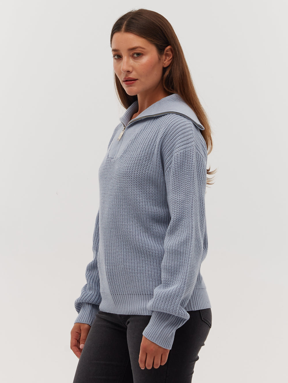 Thurynn Oversized Zippered Funnel Neck Sweater for Women | Cozy Winter Pullover | Perfect for Casual Outfits, Office Wear & Cold Weather Layering
