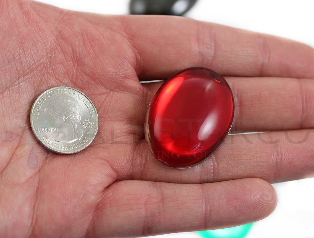 Allstarco 40x30mm Red Ruby H103 Large Flat Back Oval Acrylic Cabochons Rhinestones - 4pcs Plastic Gems for DIY Crafts, Costume Design, Wedding Invitations, Jewelry Making & Cosplay Accessories | Perfect for Scrapbooking, Nail Art & Home Decor