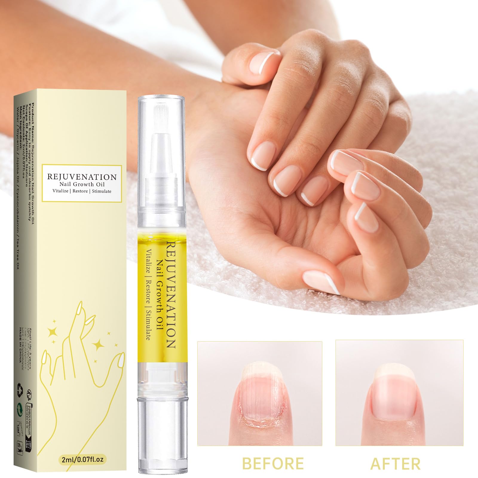 Nail Growth Oil Pen - Cuticle Revitalizer & Nail Strengthener for Repairing Peeling, Broken Nails | Nail Treatment for Healthy Nails | Perfect for Home Manicures & Professional Nail Care