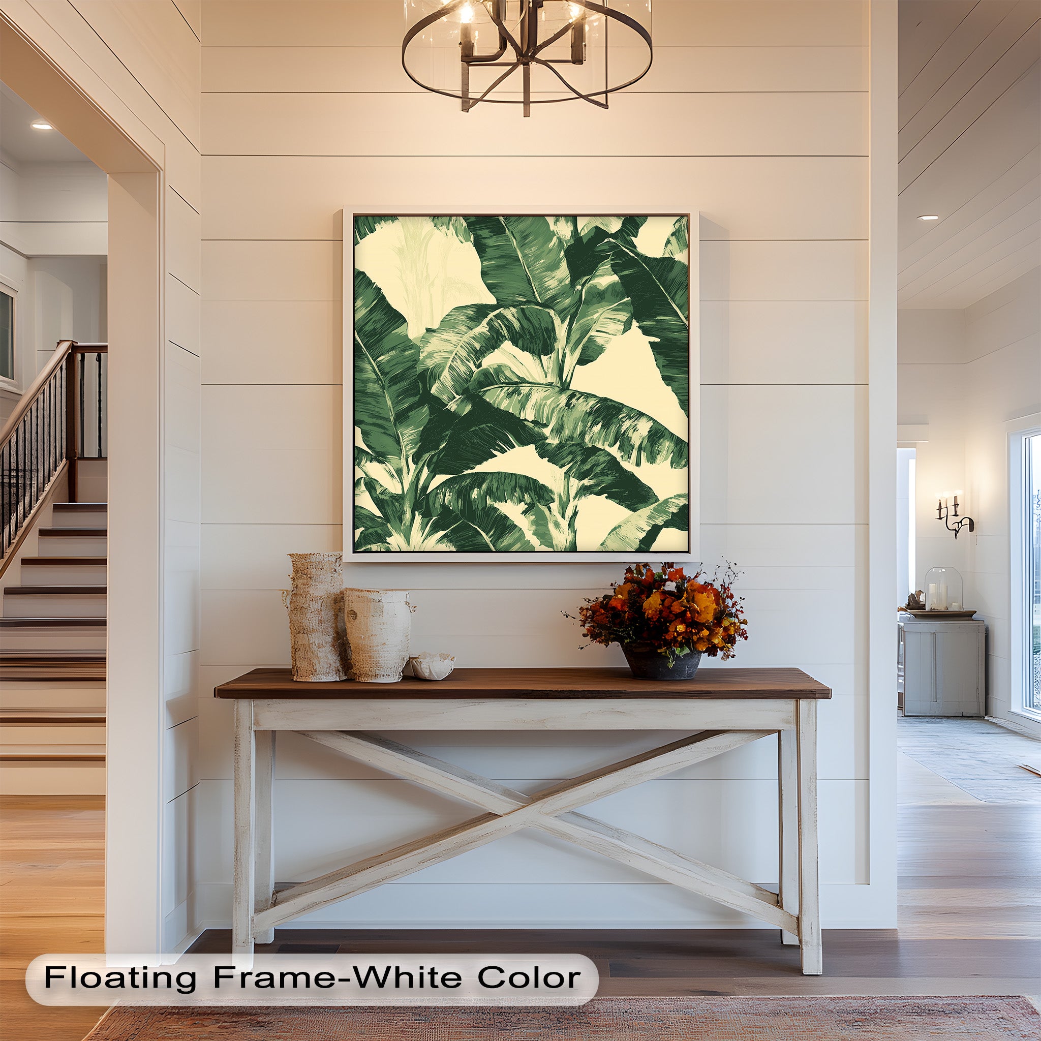 Banana Leaf Botanical Art - Framed Oil Painting for Home & Office Decor | Tropical Nature Wall Art | Perfect for Living Room, Bedroom, or Office