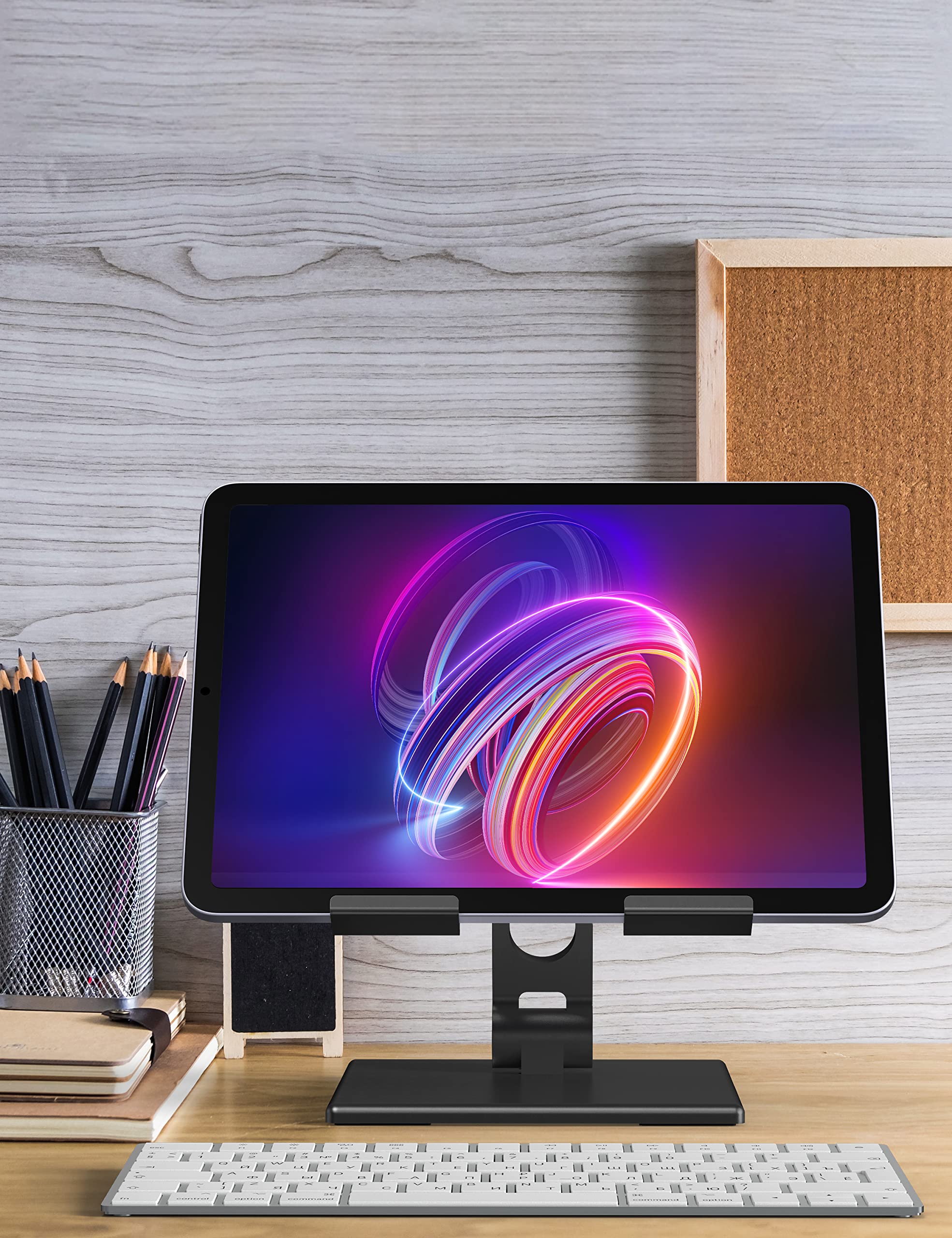 ALASHI Heavy Duty Tablet Stand for Desk - Adjustable & Foldable Metal Holder for 4-13.3 Inch Tablets - Stable Base for iPad, Samsung, Kindle - Perfect for Office, Home & Travel Use