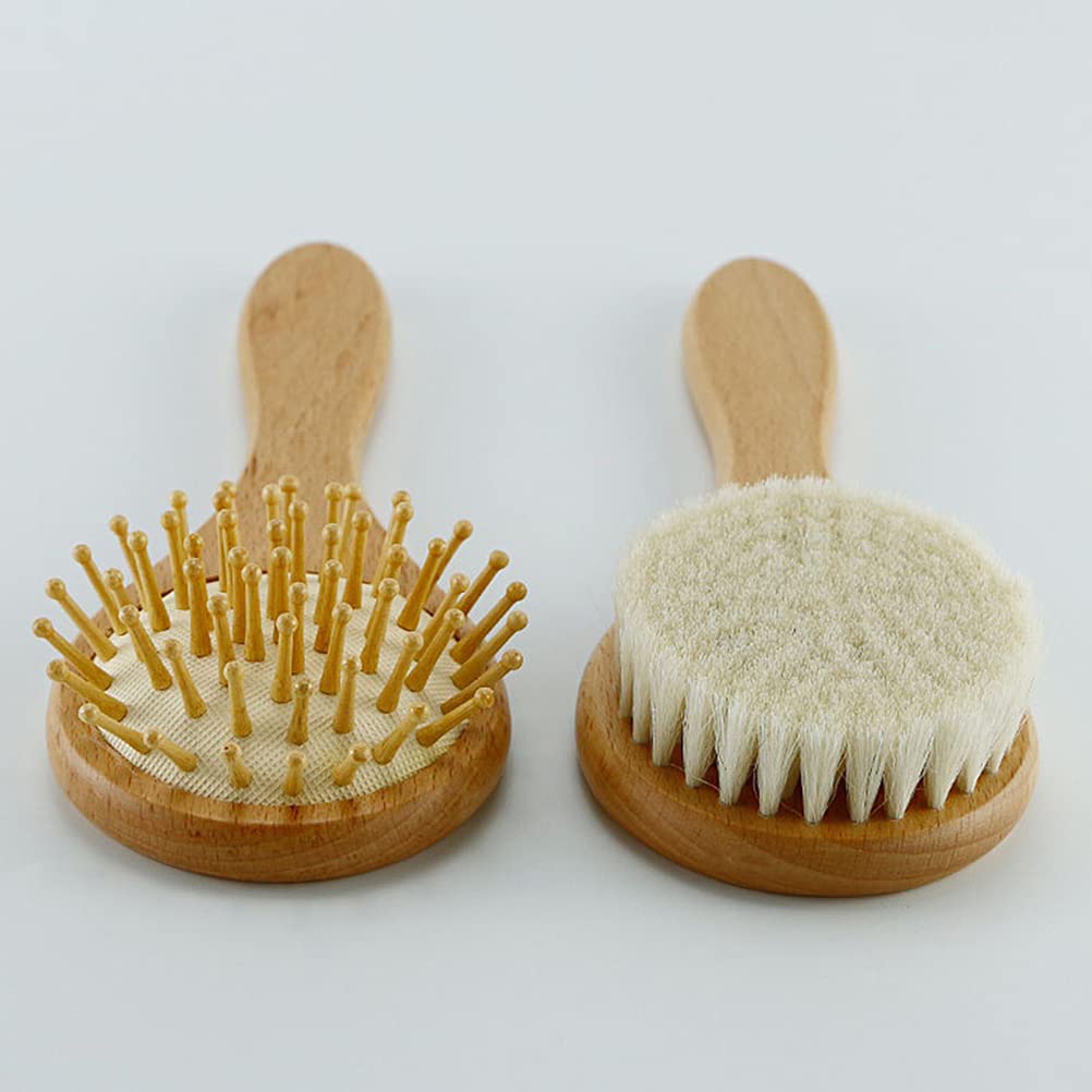 **Wooden Baby Hair Brush & Comb Set - Gentle Newborn Grooming Kit for Soft Hair Care - Perfect for Baby Showers, Bath Time & Daily Infant Hair Care**