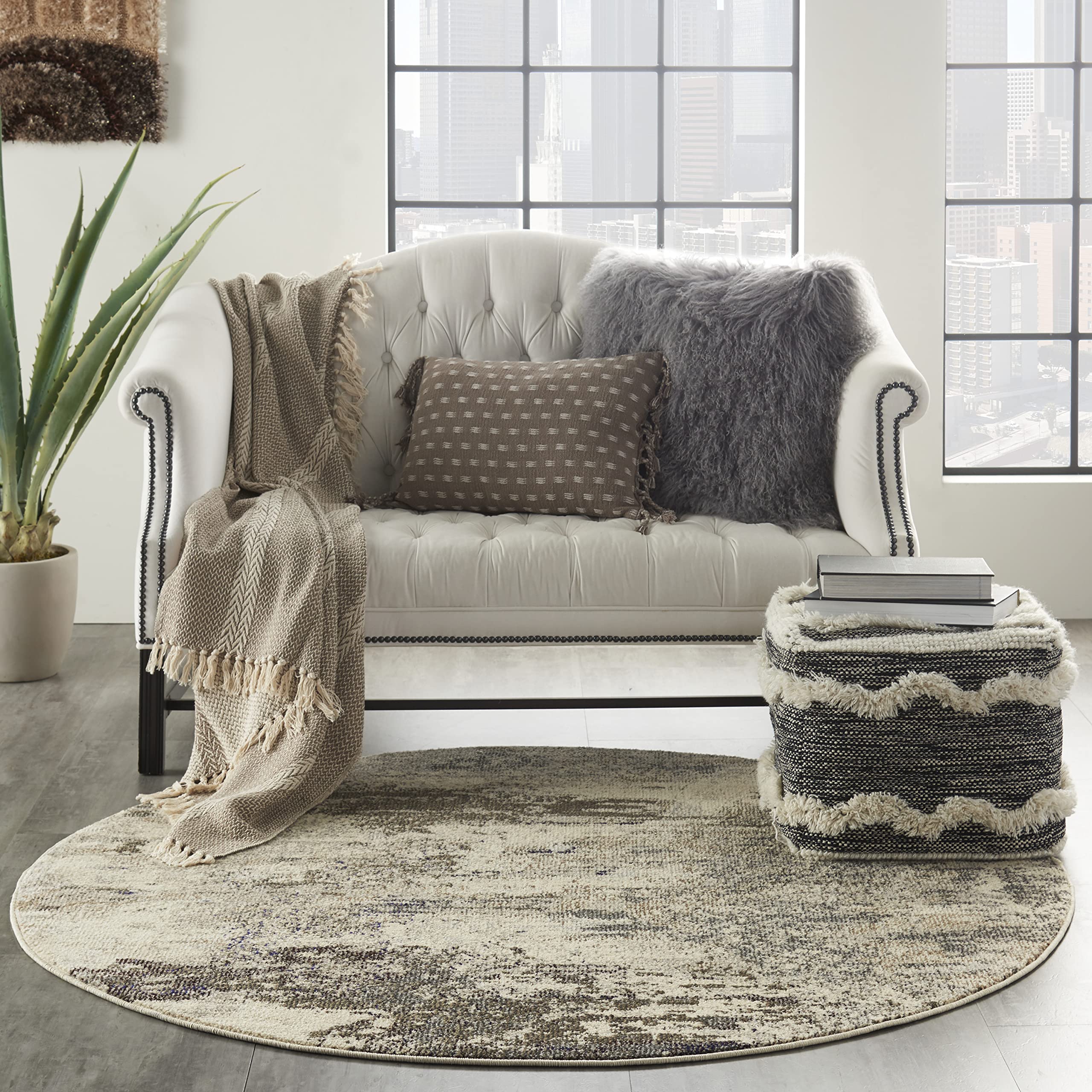 Nourison Celestial Modern Abstract Ivory/Grey 7'10