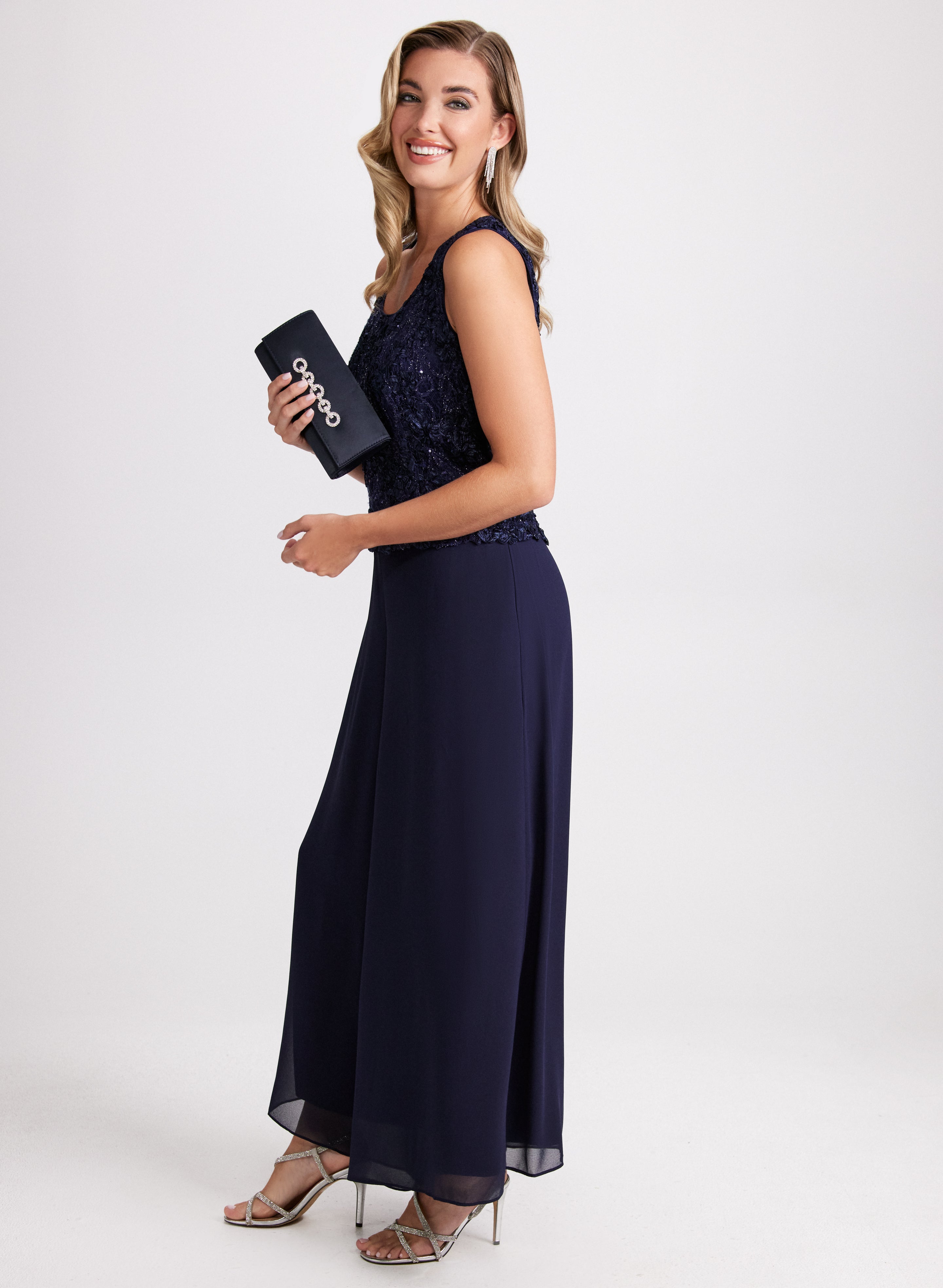 Elegant Chiffon Jumpsuit and Jacket Set for Women - Summer Casual Outfit for Beach, Party & Wedding Occasions
