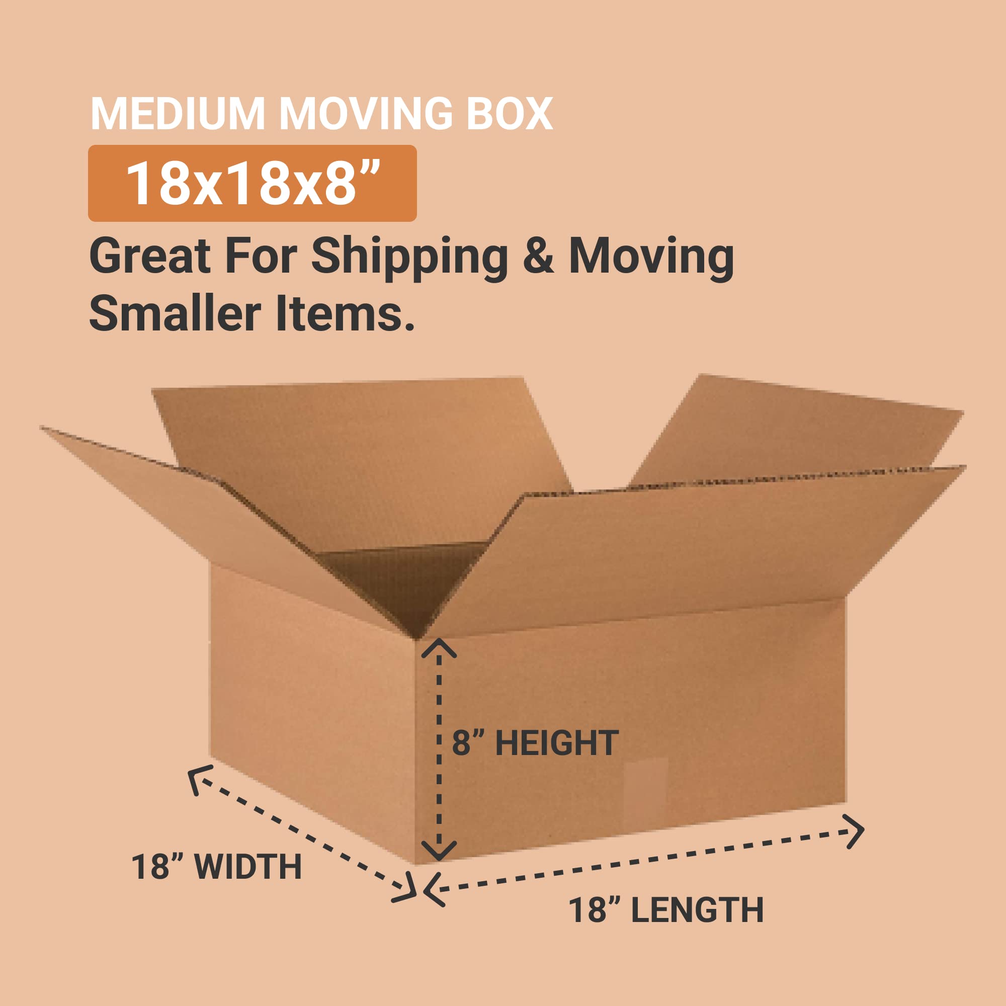 AVIDITI 18x18x8 Inches Corrugated Cardboard Shipping Boxes - 15 Pack for Moving, Packing & Storage | Durable Moving Boxes for Home, Office & Warehouse Use