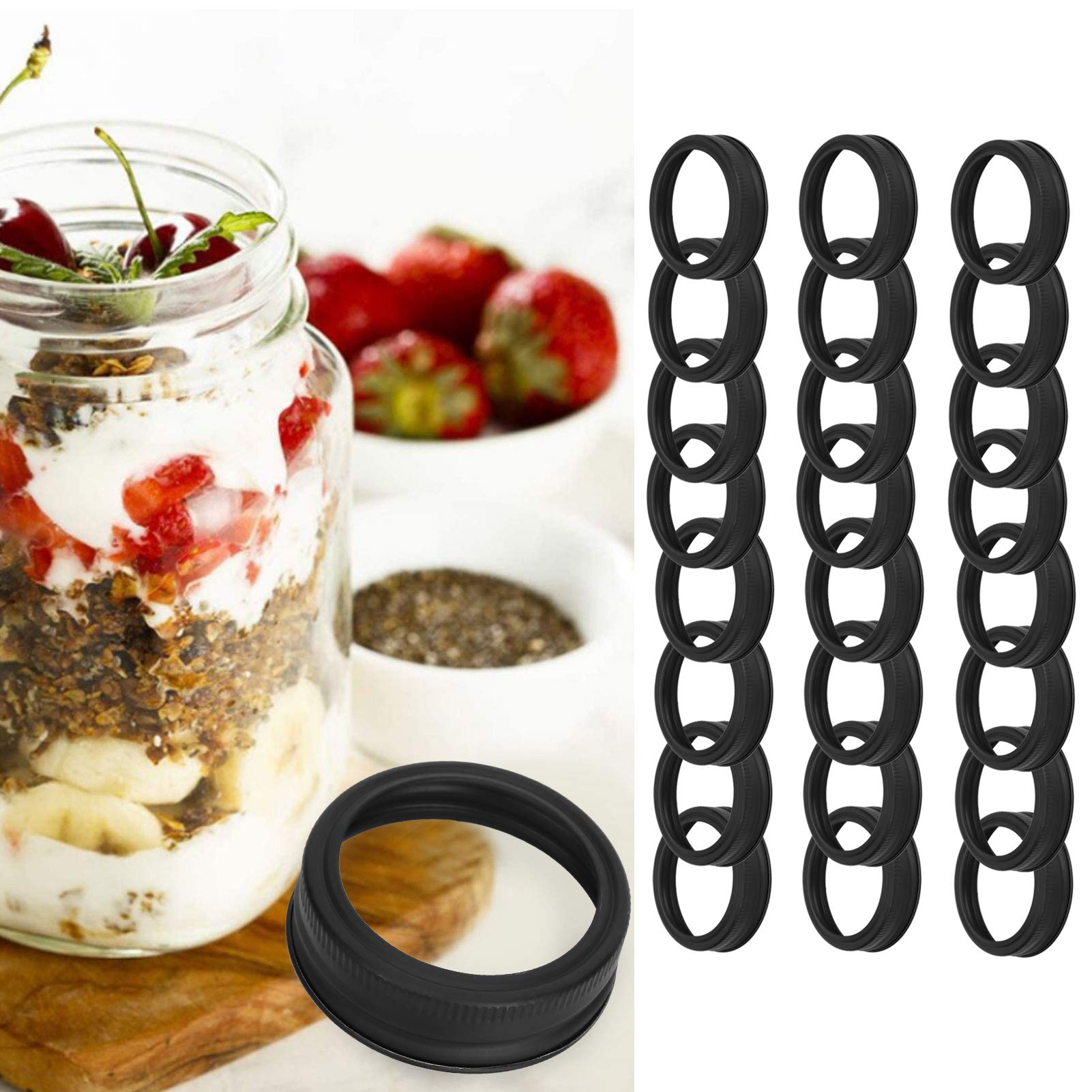Oumefar 24PCS Can Lids - 70mm Wide Mouth Mason Jar Lids, Glass Jar Covers & Sealed Can Covers in Matte Black - Perfect for Honey Canning, Food Storage, and Home Preserving