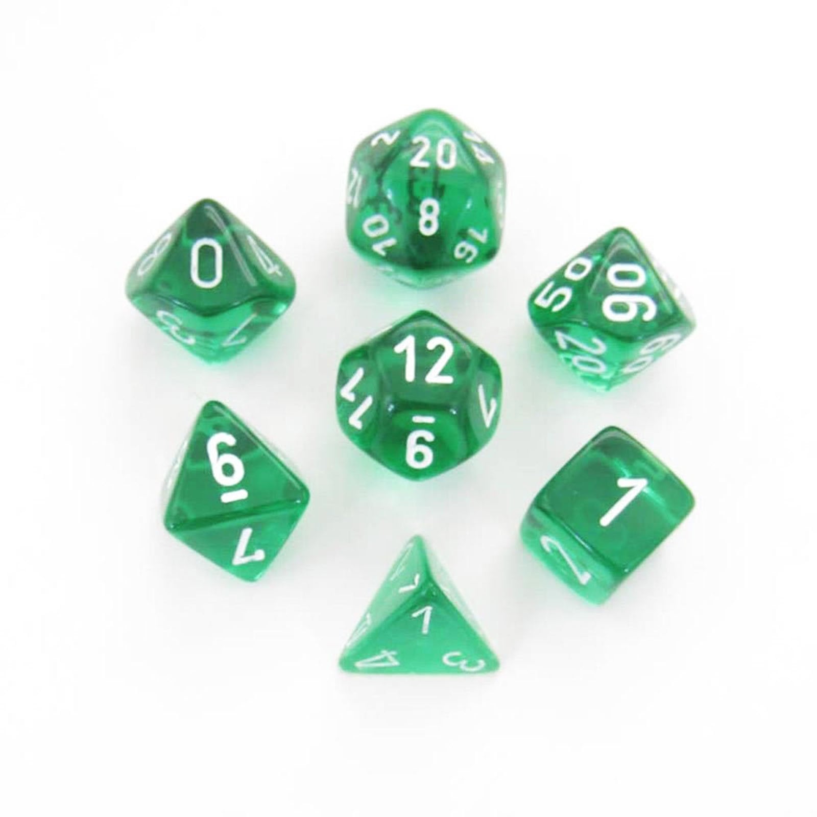 Chessex 7-Piece Polyhedral Dice Set - Translucent Green & White for D&D, RPG, and Tabletop Gaming (CHX23075) | Perfect for Dungeons & Dragons, Pathfinder, and Board Games