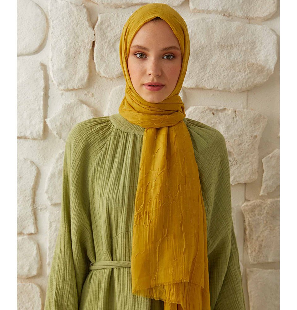 Breathable Bamboo Viscose Summer Hijab Shawl - Golden Yellow for Women | Lightweight Scarf for Outdoor, Travel & Daily Wear