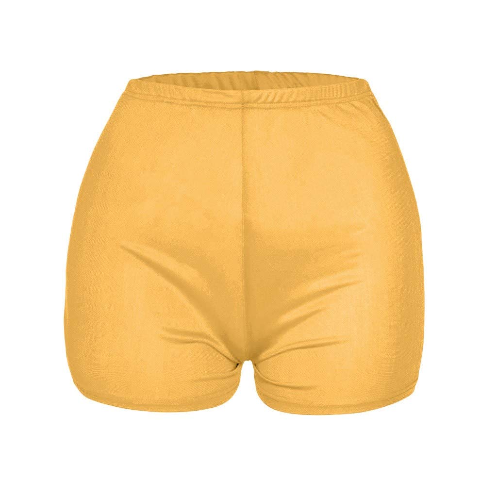 Posijego Women's Yellow Graphic Shorts - Sexy High Waisted Office & Club Wear for Summer & Fall | Casual Work Outfits, Nightlife & Party Shorts