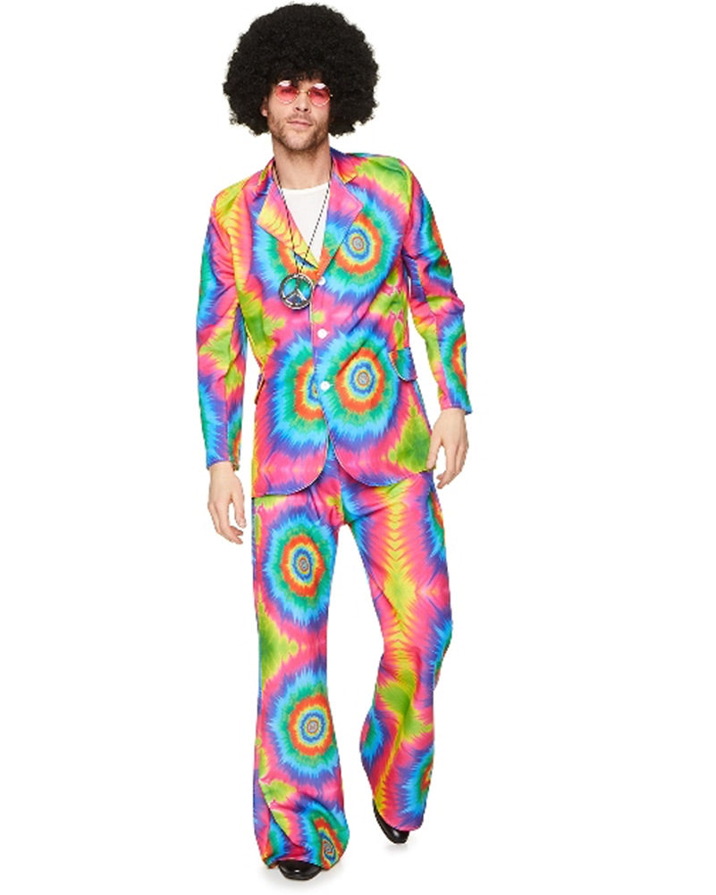 60s Tie Dye Suit for Men - Vintage Hippie Costume for Halloween, Theme Parties & 1960s Retro Events