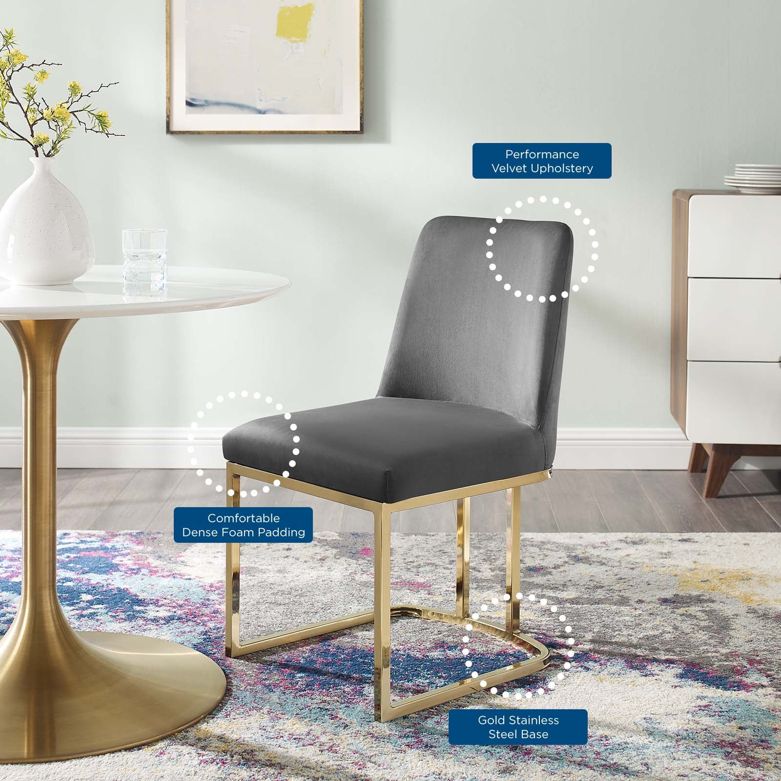 Premium Velvet Dining Chairs Set of 2 - Modern Upholstered Sled Base Chairs for Kitchen, Dining Room & Home Decor - Comfortable & Stylish Seating Solution