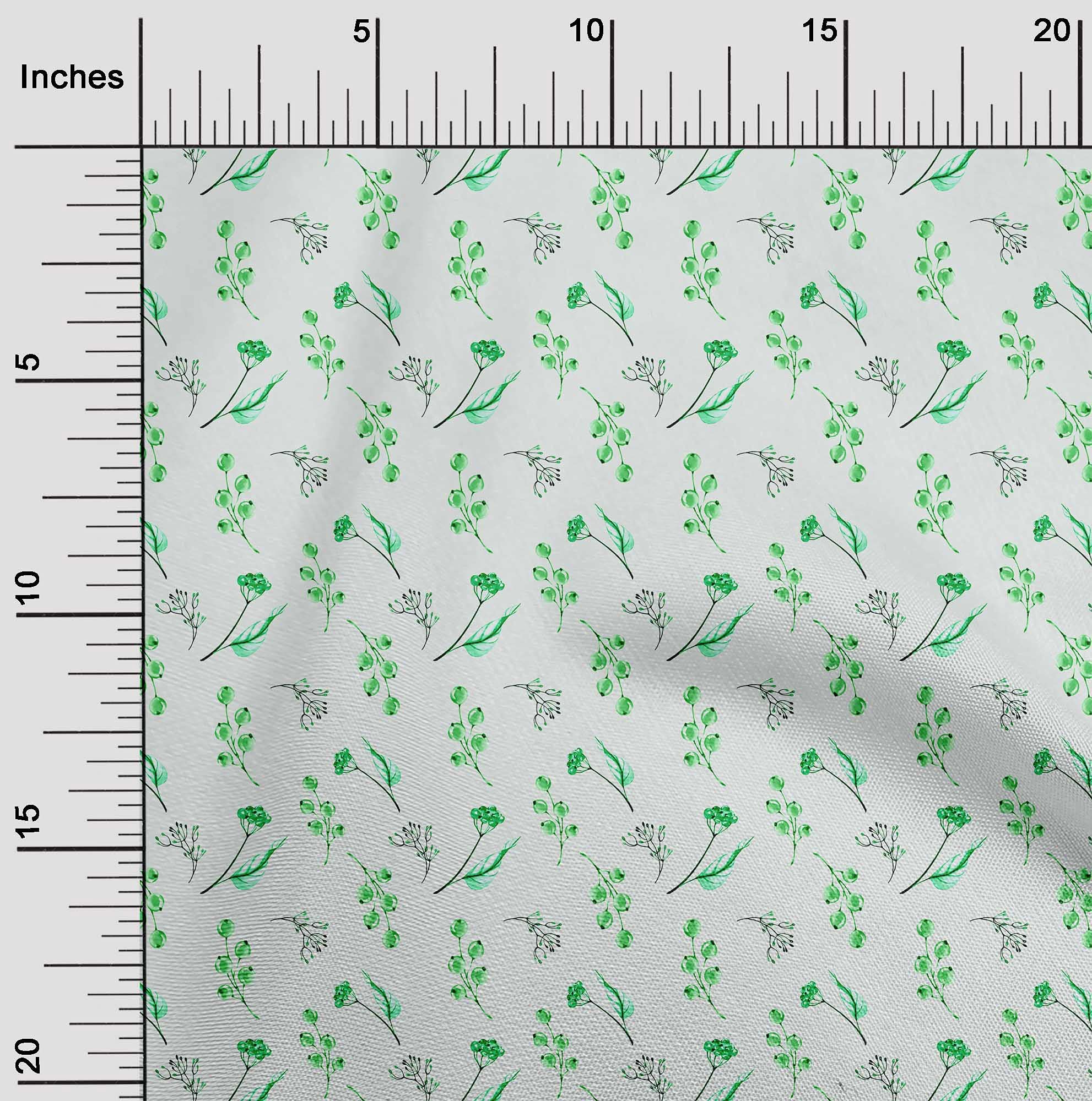 oneOone Viscose Chiffon Green Floral Printed Fabric - 42 Inch Wide for DIY Clothing, Dresses, Scarves & Home Decor Sewing Supplies | Soft Breathable Material by The Yard