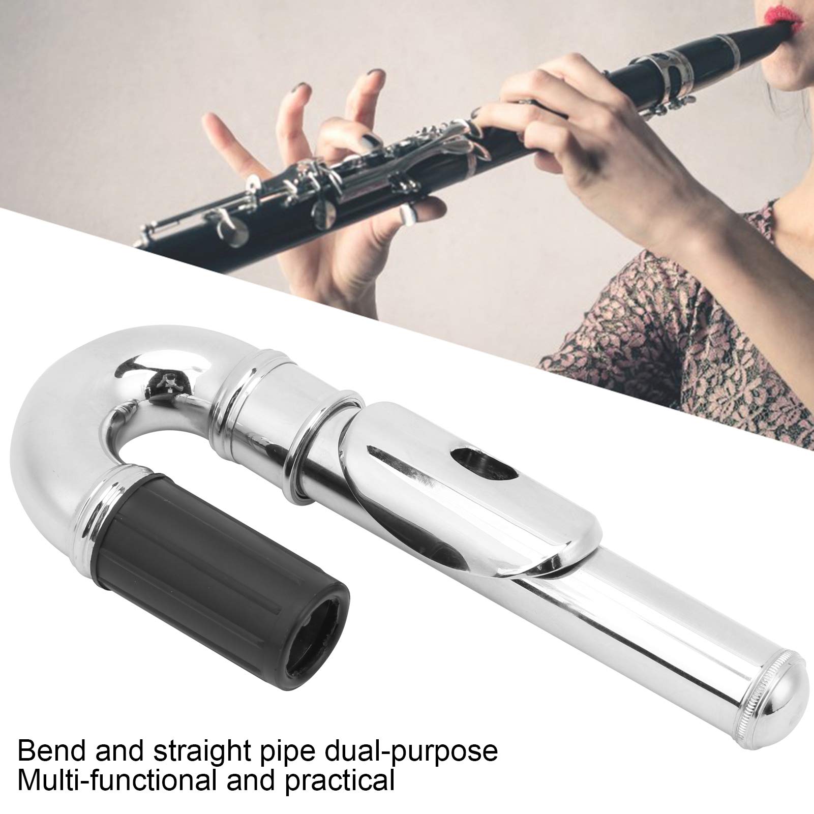 Premium Silver Flute Elbow Mouthpiece - Durable & Elegant Dual-Purpose Accessory for Bb Flutes | Perfect for Music Students, Professionals & Home Practice | Great Gift for Music Lovers