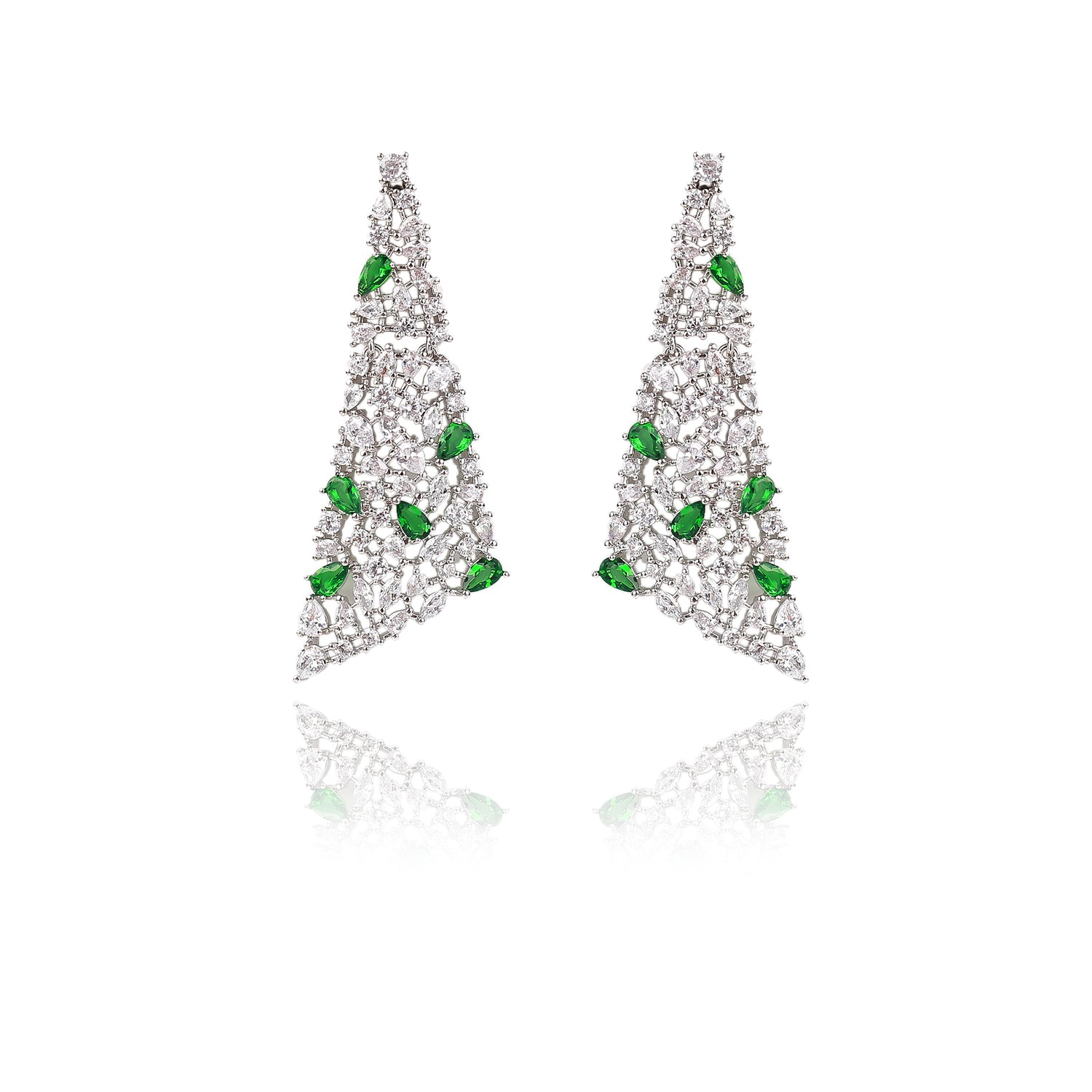 5A Cubic Zirconia Triangle Stud Earrings for Women - Elegant Wedding Jewelry & Bridal Accessories - Perfect for Brides, Bridesmaids, and Formal Occasions