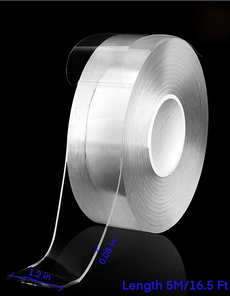 Mart Double Sided Tape - 16.5 ft Transparent Nano Gel Adhesive Tape | Washable, Reusable & Traceless | Heavy Duty Wall Mounting Tape for Hanging Pictures, Decorations & Home Organization