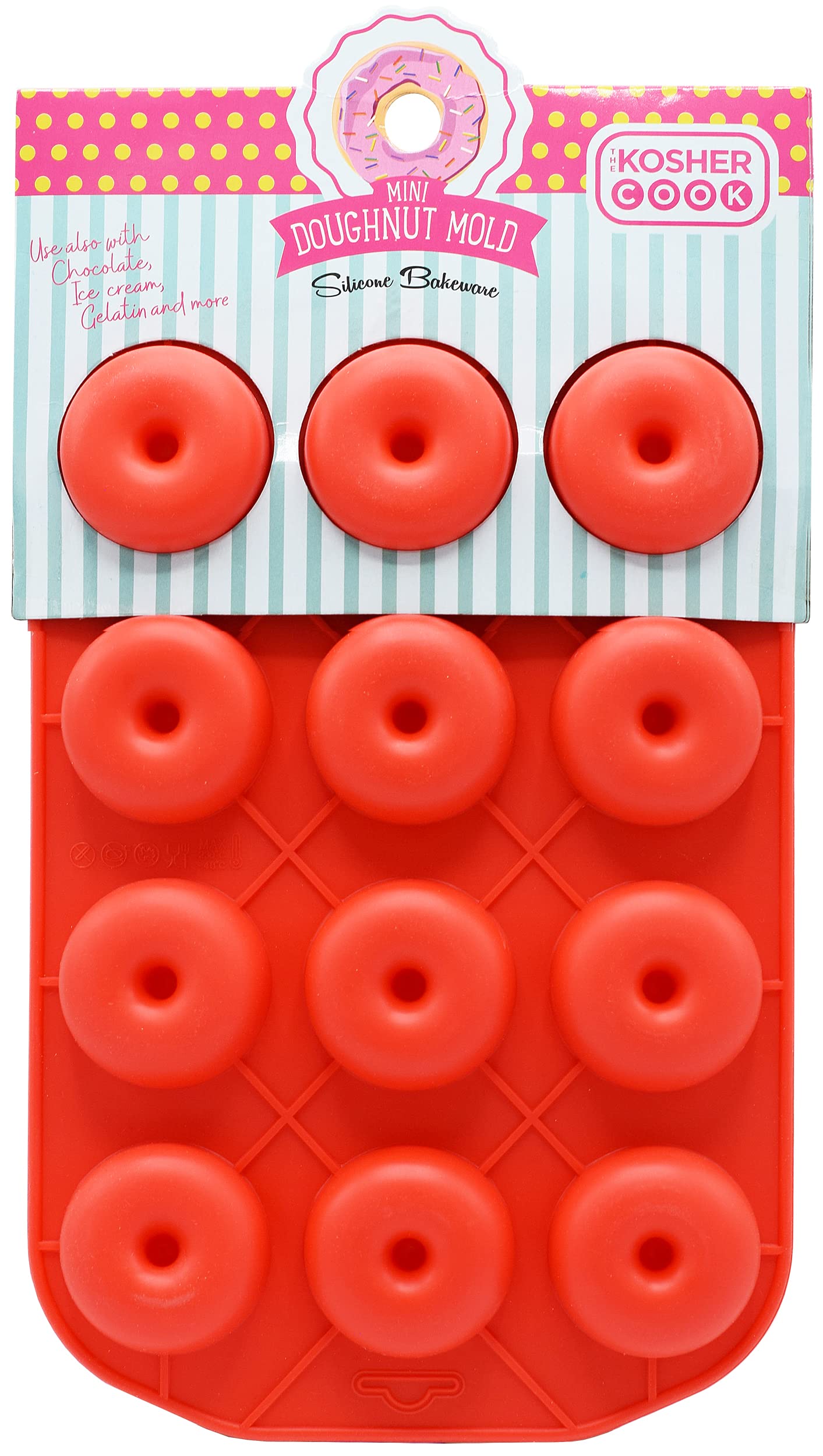 Mini Donut Silicone Mold - Oven & Freezer Safe Baking Mold for Donuts, Cupcakes, Candy, Ice Cubes, Chocolate - Non-Stick Reusable Silicone Bakeware - Perfect for Birthday Parties, Baby Showers & Hanukkah Celebrations