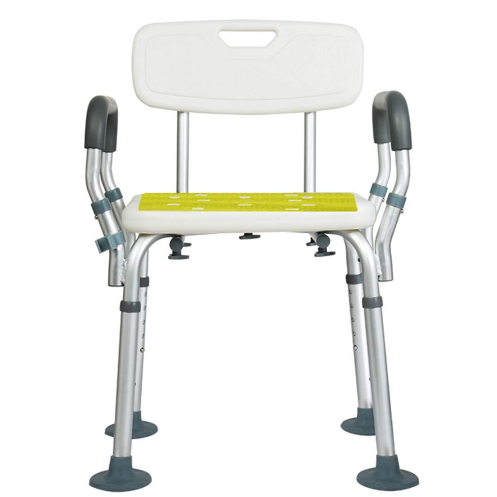 ZHAOHUI Adjustable Shower Chair with Non-Slip Seat - Aluminum Alloy Frame, Waterproof & Rustproof - Supports 150KG, 5 Height Adjustments (55x43x66-79cm) - Ideal for Elderly, Disabled & Post-Surgery Bathroom Safety