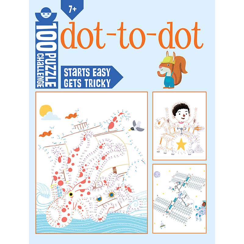 100 Puzzle Challenge Dot to Dot Book - Fun Brain Teaser Games for Kids & Adults | Perfect for Travel, Classroom, and Family Game Night Activities