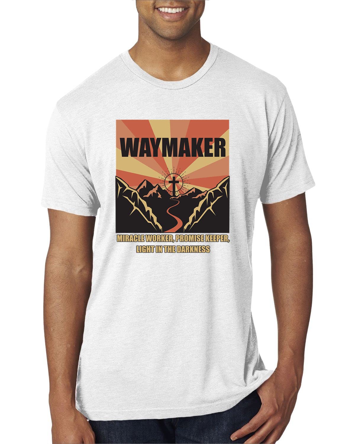 Waymaker Miracle Worker Promise Keeper Christian Mens Premium Tri-Blend T-Shirt - Inspirational Faith-Based Apparel for Church, Worship & Daily Wear